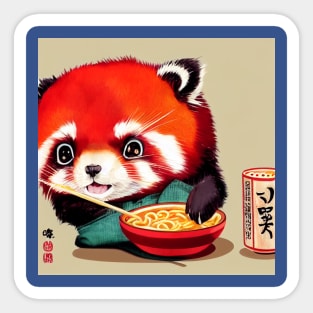 Kawaii Red Panda Eating Ramen Sticker